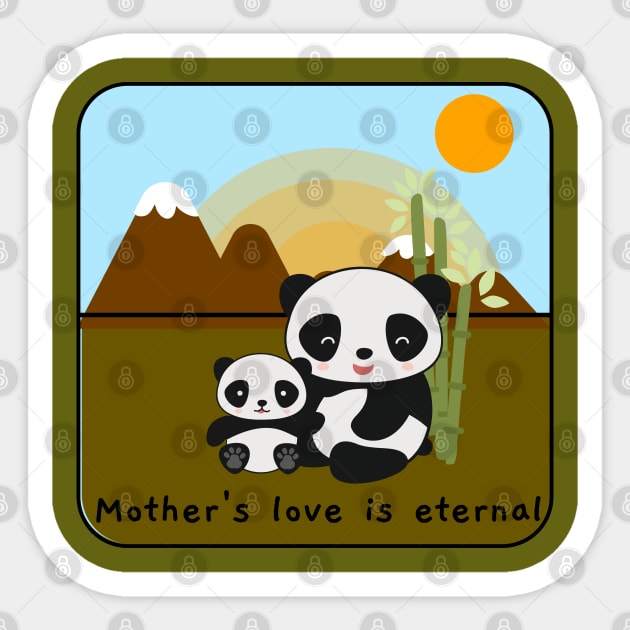 Mother's Love is Eternal- Mother and baby Panda illustration Sticker by Eva Wolf